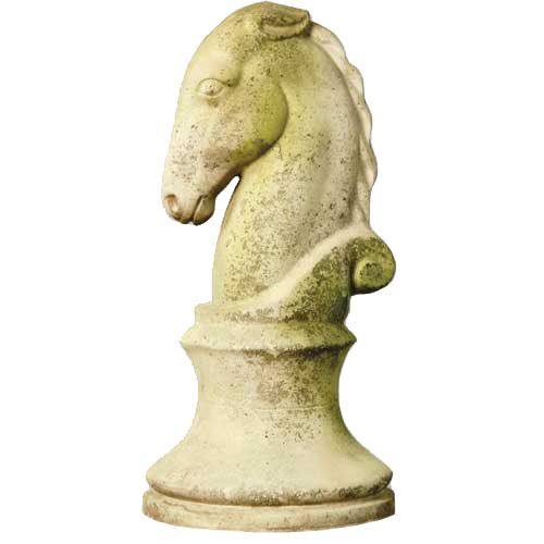 18" Knight Chess Piece Outdoor Statue, White Moss 18" Knight Chess Piece Outdoor Statue, White Moss