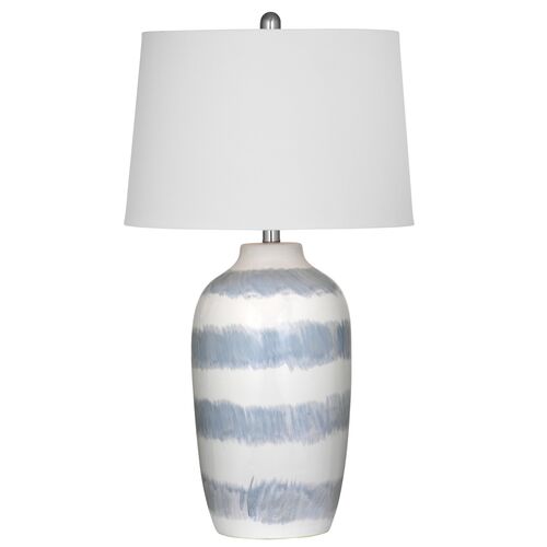 Heather Ceramic Table Lamp, Cream/Blue