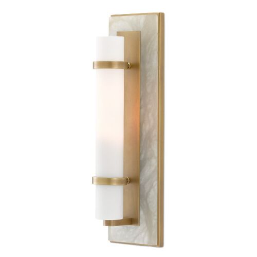 Bruneau Wall Sconce, Natural/White/Antique Brass