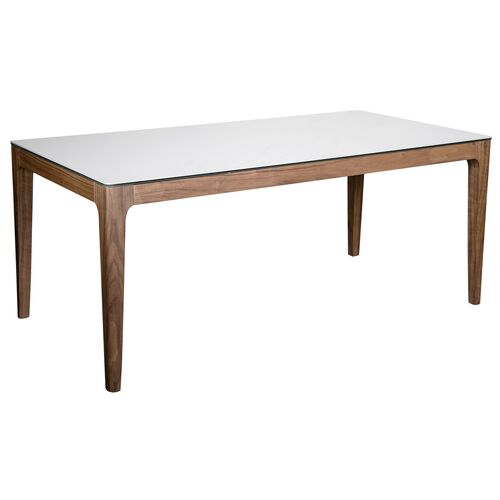 Miller 71" Dining Table, White Ceramic/Walnut~P77629245