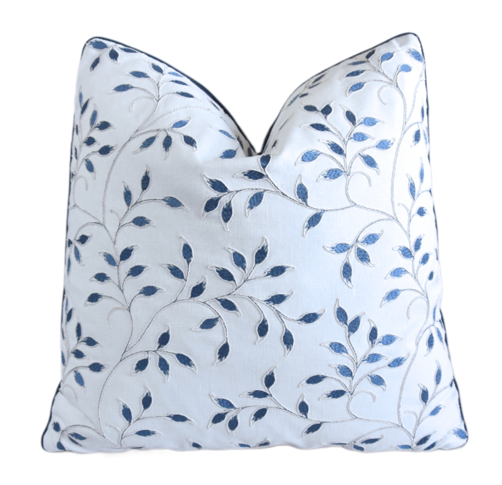 Page Turner Embroidered Blue Leaf Pillow~P77729985