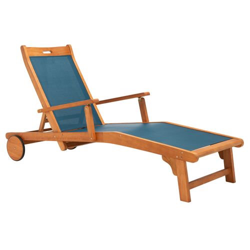 Samson Outdoor Chaise Longue, Natural/Navy~P77647812