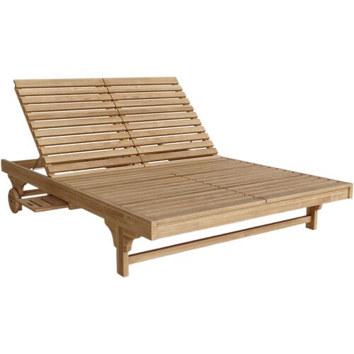 S/2 Palmira Outdoor Teak Double Back Loungers, Natural
