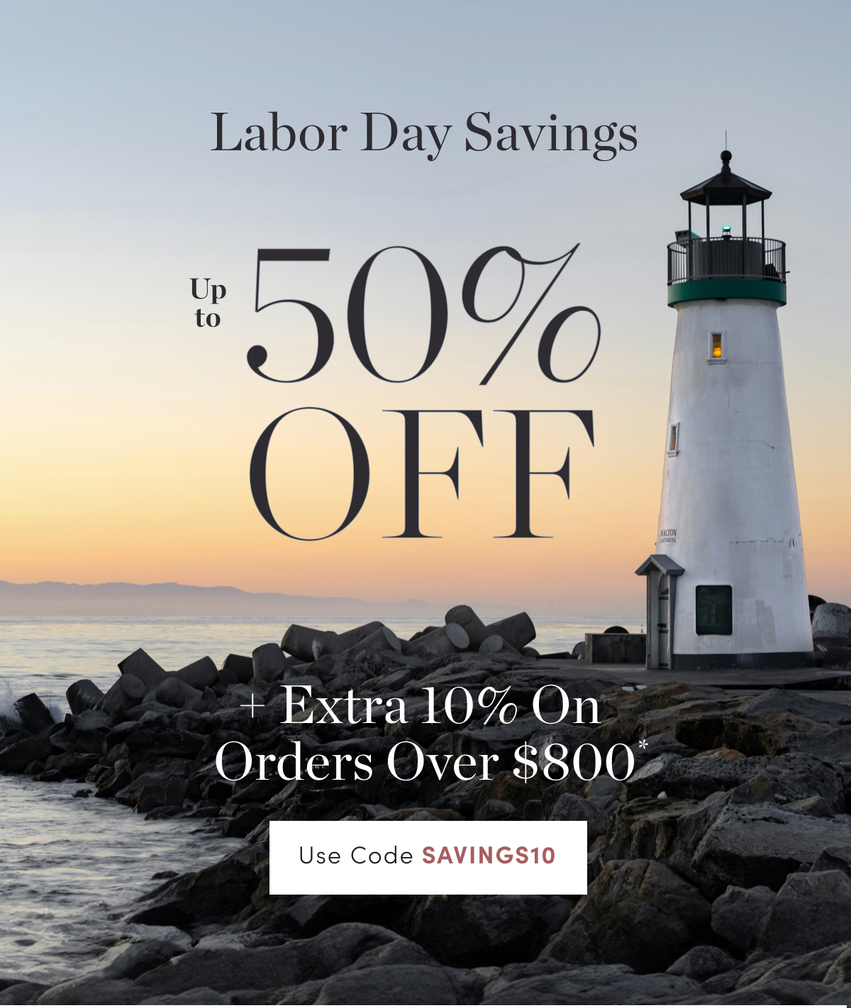 Up to 50 Percent Off Sitewide