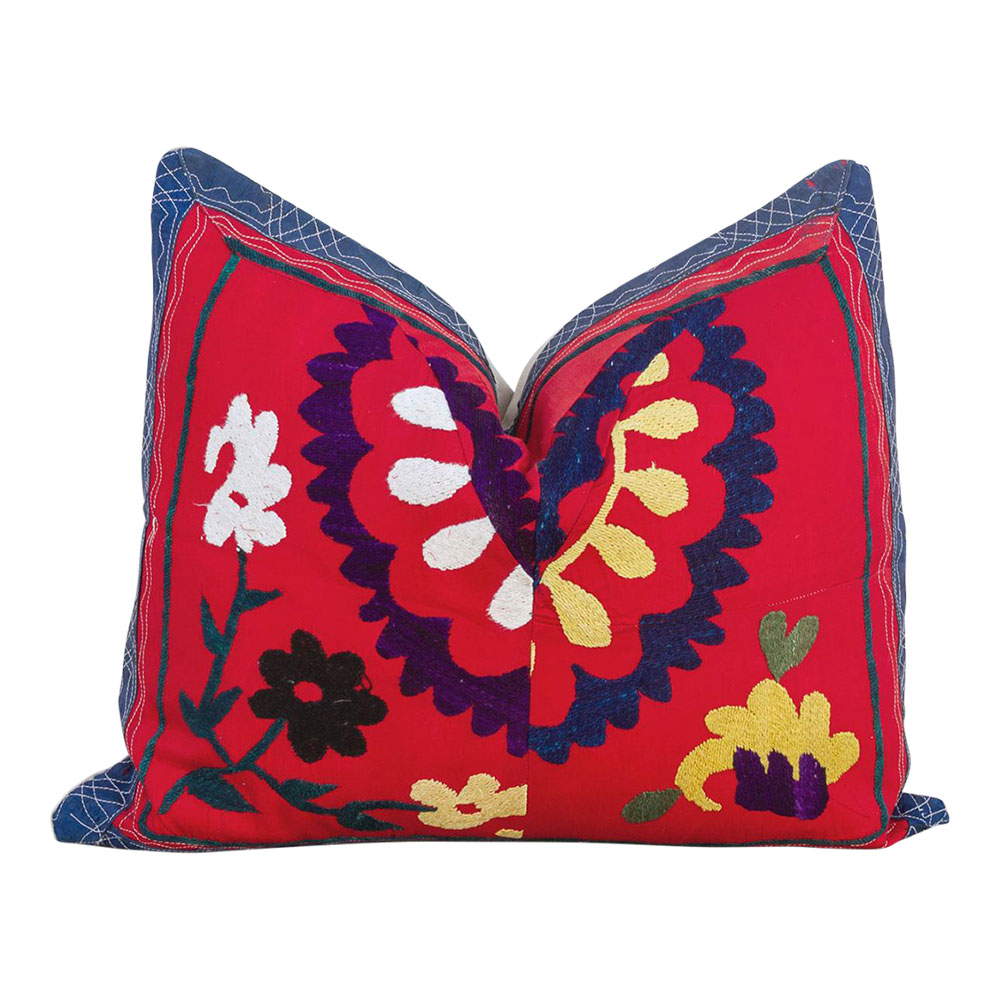 20" Yamna Uzbek Suzani Lumbar Pillow~P77666852