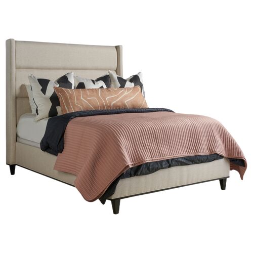 Mave Upholstered Channeled Bed, Crème Crypton Performance