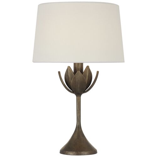 Alberto 17" Cordless Accent Lamp, Antique Bronze Leaf