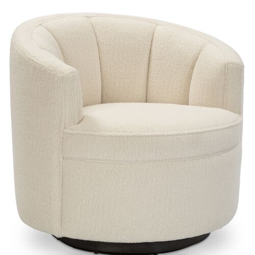 Jackie Swivel Chair, Cream Sherpa~P77540663