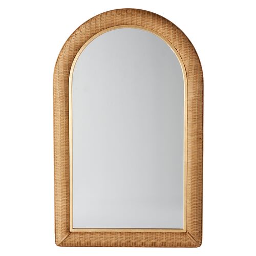 Habi Rattan Arched Wall Mirror, Natural~P111120024