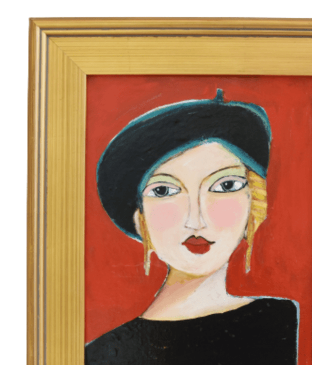 French Mademoiselle Black Beret Portrait~P77673464