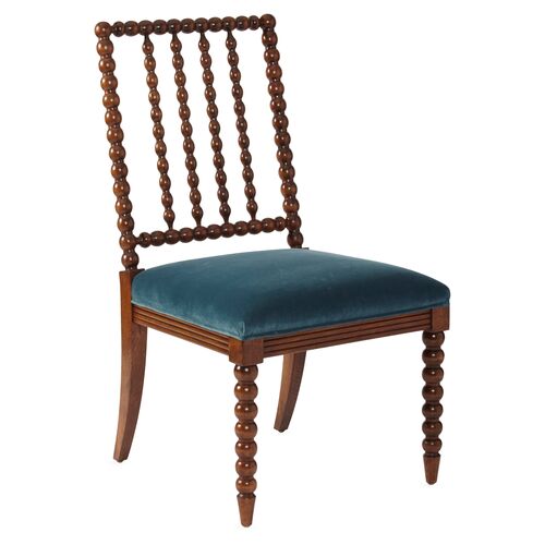 Barton Spindle Side Chair, Teal Velvet~P77339544