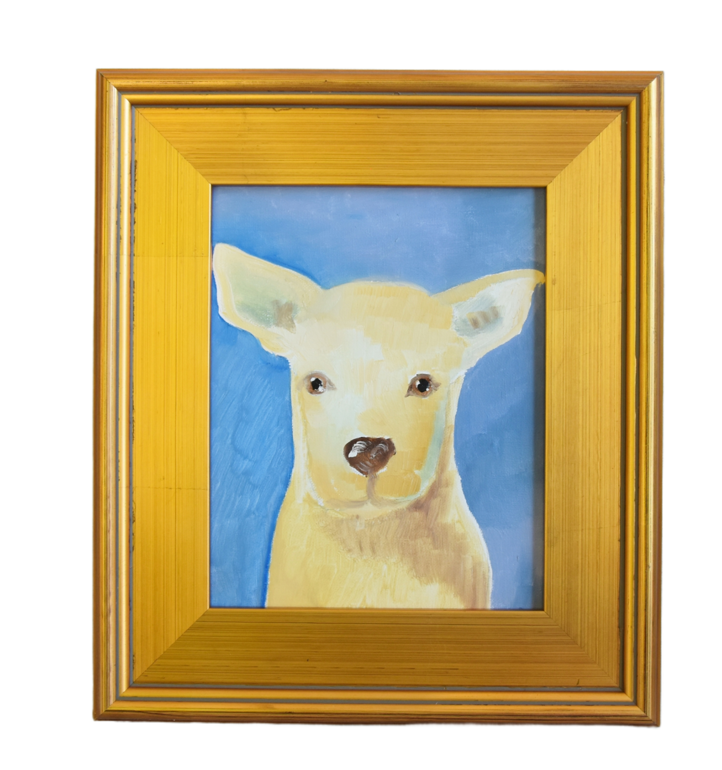 Folk Art Dog Doggie Pet Oil Painting~P77672245