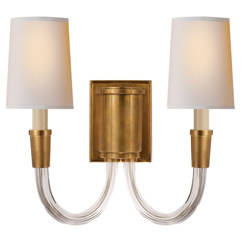 Vivian Double Sconce, Hand-Rubbed Brass