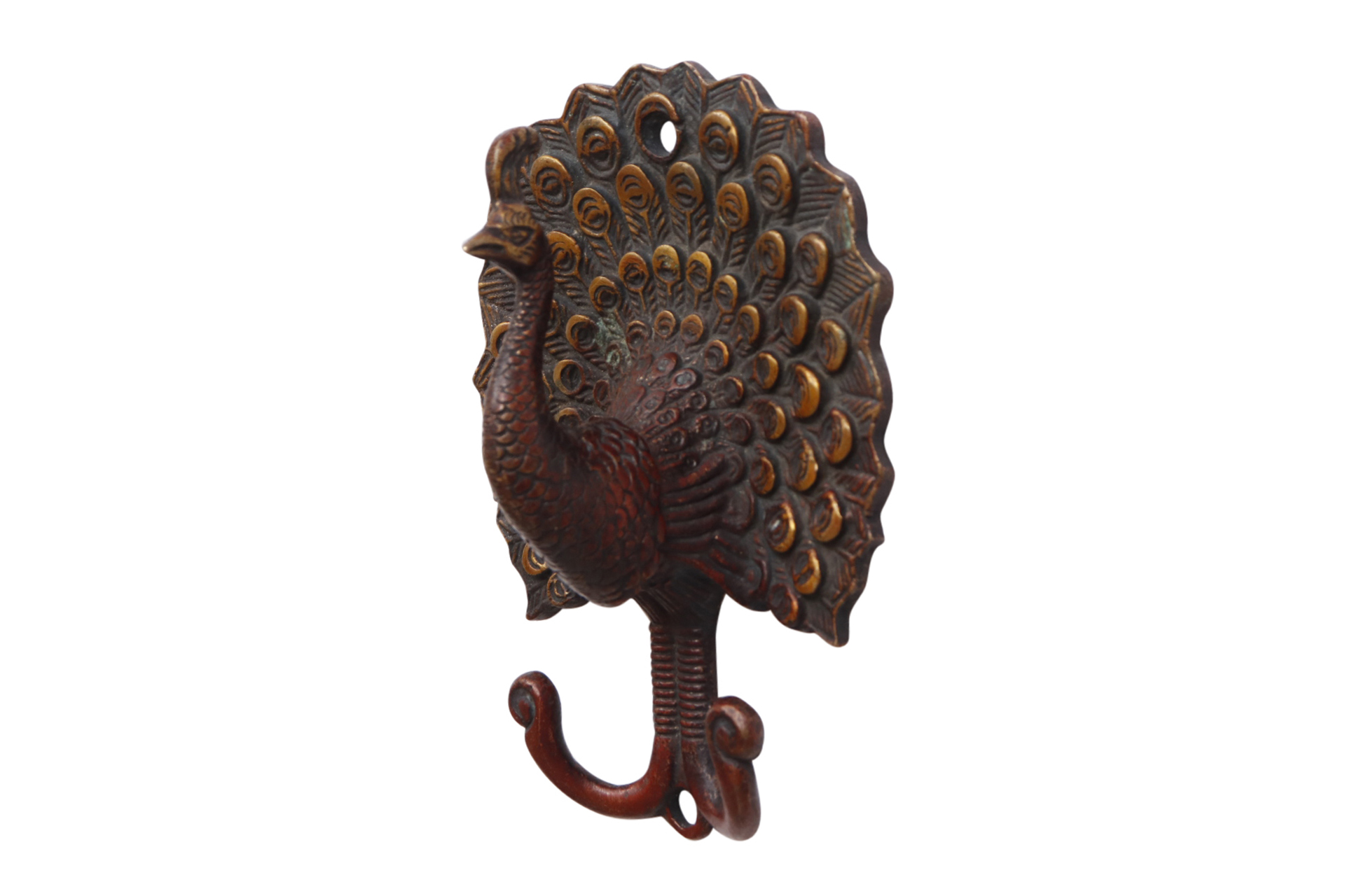 Dark Red Brass Peacock Wall Hooks, Pair~P77688555