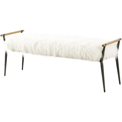 Sterling Fur Bench, 	Mongolian Cream Fur
