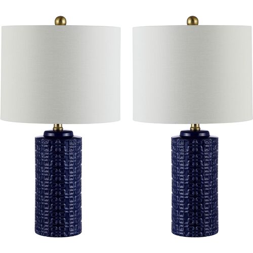 S/2 Alex Ceramic Table Lamps, Navy Blue~P69690375
