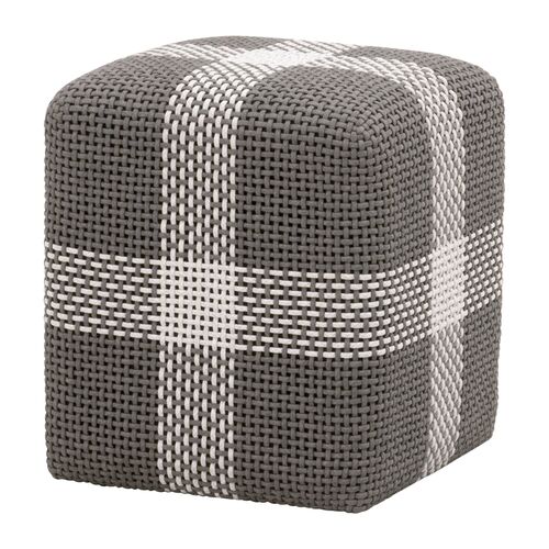 Darci Indoor/Outdoor Accent Cube, Dove Grey/White Stripe