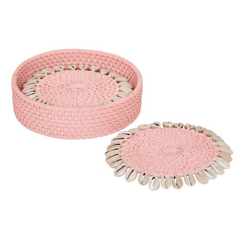 S/4 Capiz Coasters, Pink~P77629070