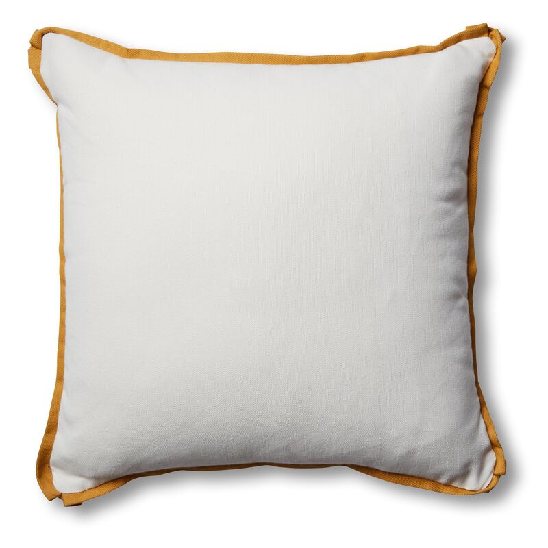 Kit Outdoor Pillow, White/Mustard