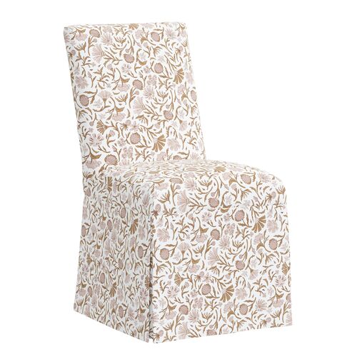 Owen Slipcover Side Chair, Vine Botanical, Pink~P77615446