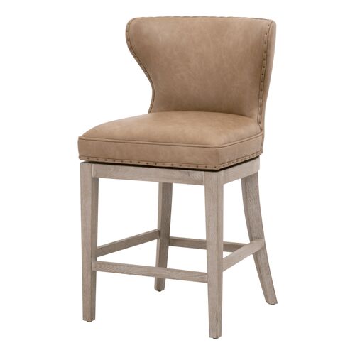 Milly Swivel Counter Stool, Toasted Brown/Gray Ash