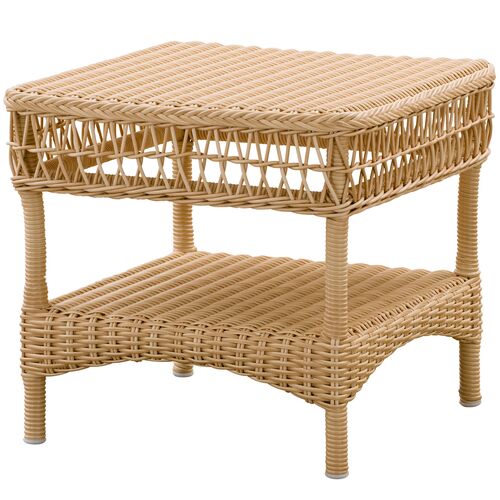 Suzy Outdoor Wicker Side Table, Natural