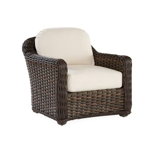 South Hampton Outdoor Lounge Chair, Brown/Natural Sunbrella~P77478795