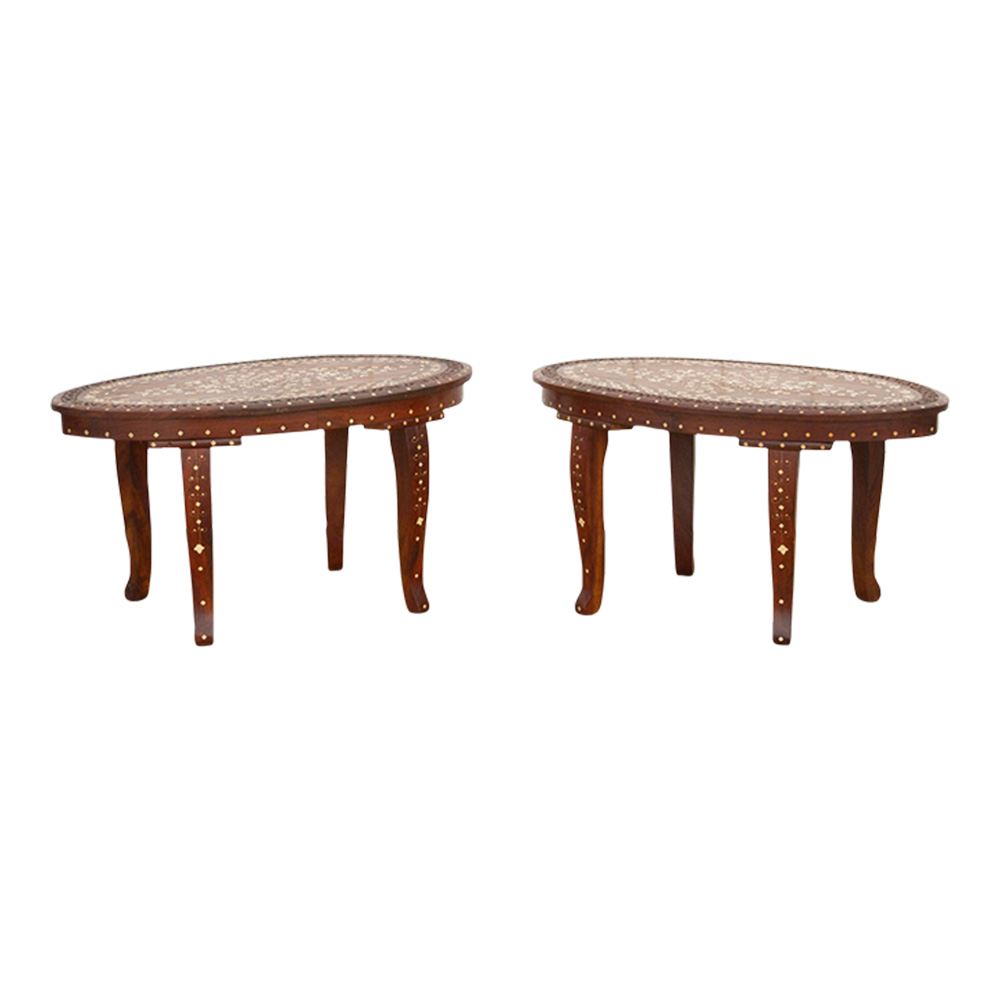 Set of Two, Carved & Inlay End Tables~P77678174