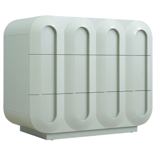 Commerce and Market Groove 3-Drawer Chest, Blue-Green Seafoam