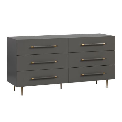 Aria 6-Drawer Dresser, Gray/Gold~P77606690