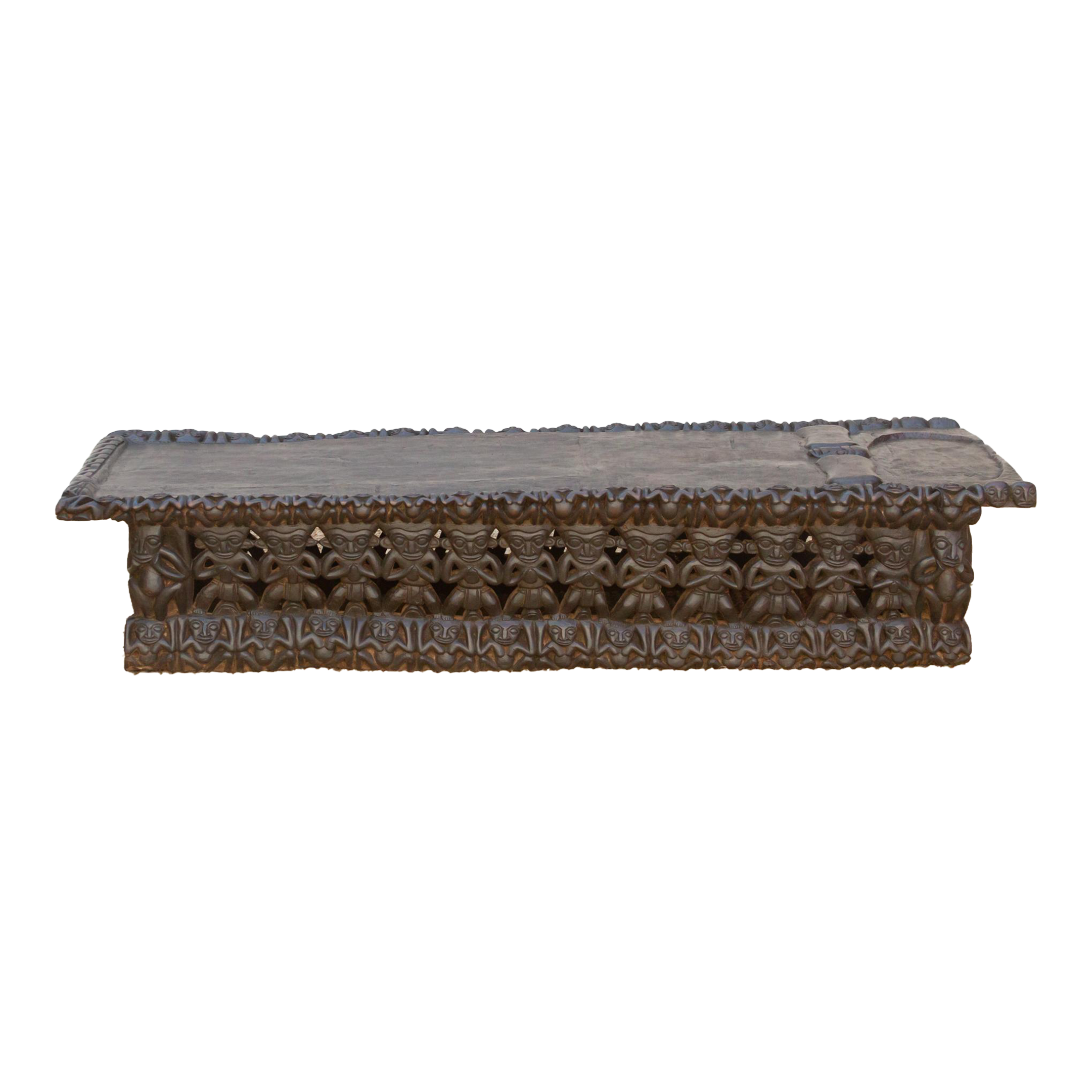 Carved Ebonized Brown Bamileke Bed~P77706348