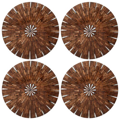 S/4 Halo Placemats, Brown/White S/4 Halo Placemats, Brown/White