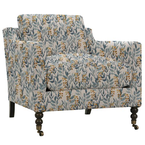 Margot Accent Chair, Blue/Natural Leaf