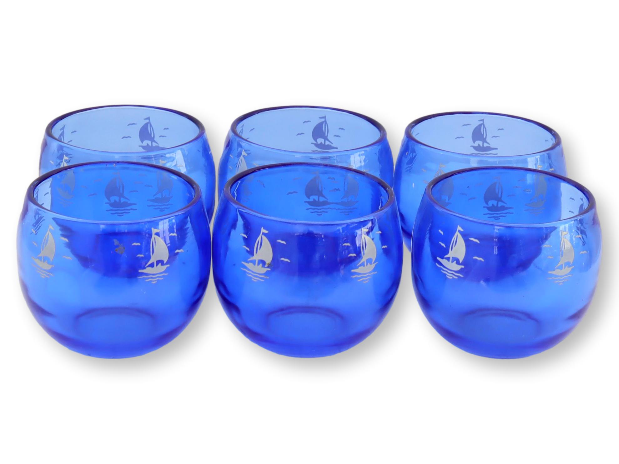 1960s Sailboat Roly Poly Bar Glasses S/6~P77666816