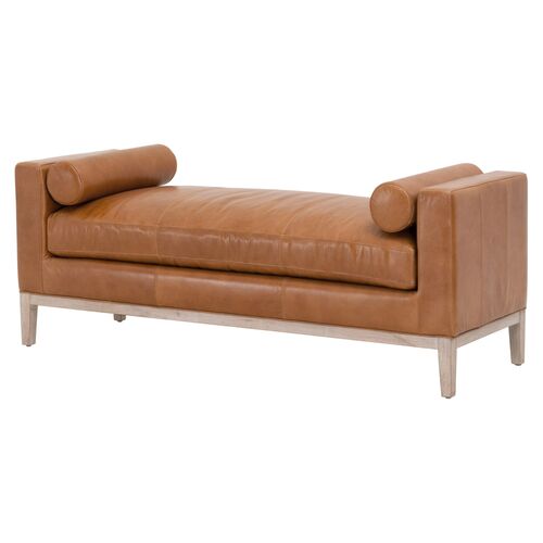 Remy Upholstered Bench, Whiskey Brown Leather~P111119626