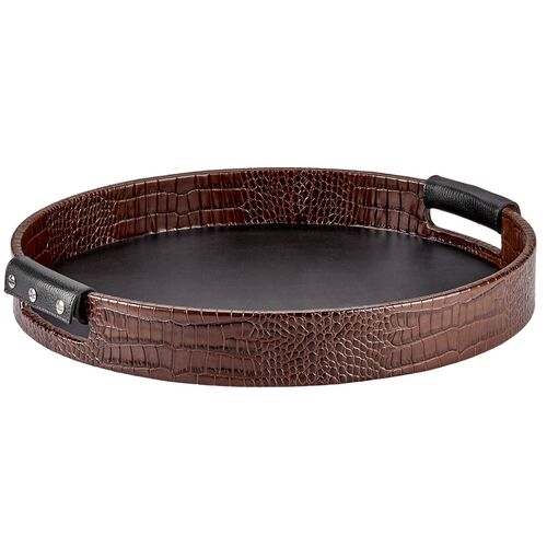 Round Leather Bar Tray, Leather Round Leather Bar Tray, Leather