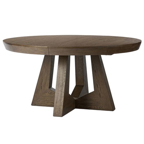 Franklin Round Extension Dining Table, Fawn Oak