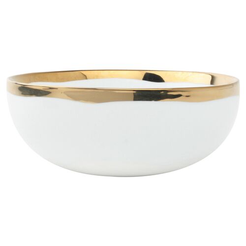 S/4 Dauville Cereal Bowls, White/Gold~P77452296