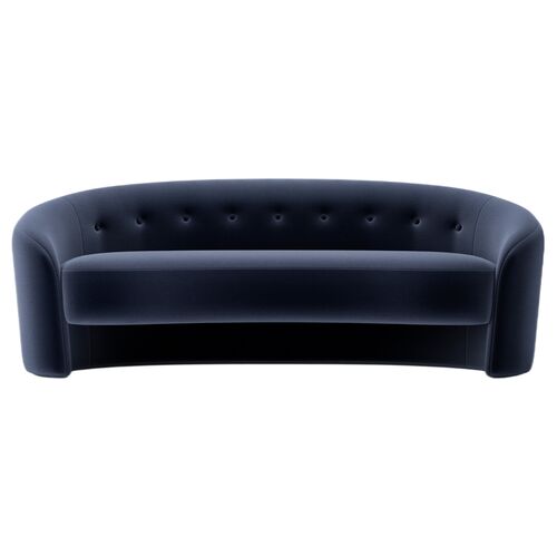 The Button Crescent Sofa, Performance Velvet The Button Crescent Sofa, Performance Velvet