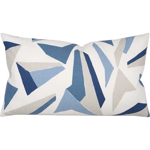 Mira 15x26 Geometric Lumbar Pillow, Blue/Neutral