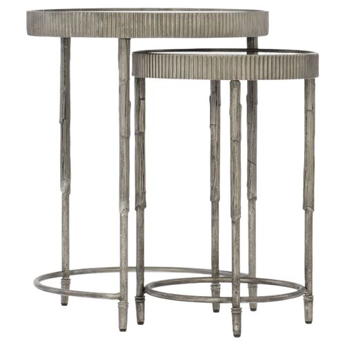 Accent Textured Iron Nesting Tables, Silver