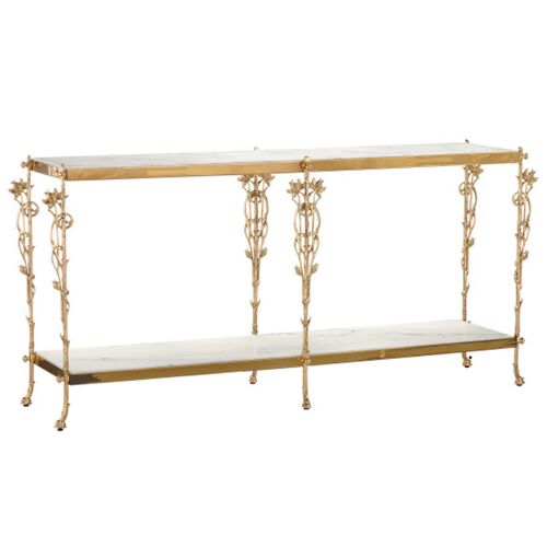 Fiore Marble Console Table, Gold/White