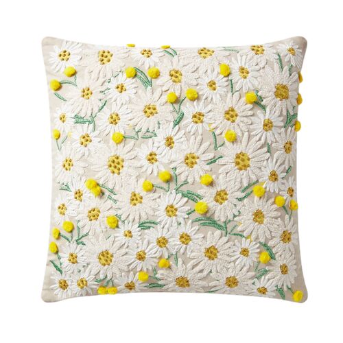 Daisies Pillow, Beige/Yellow