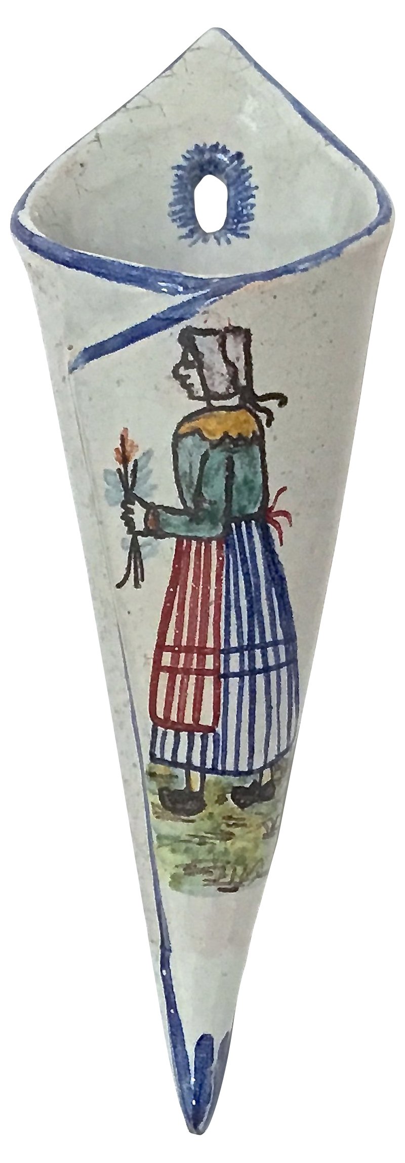 Antique Quimper Maiden Wall Pocket Vase~P77272779