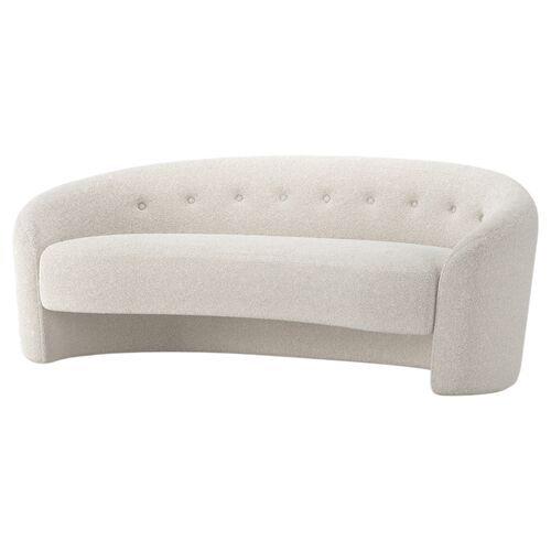 The Button Crescent Sofa, Ivory Boucle