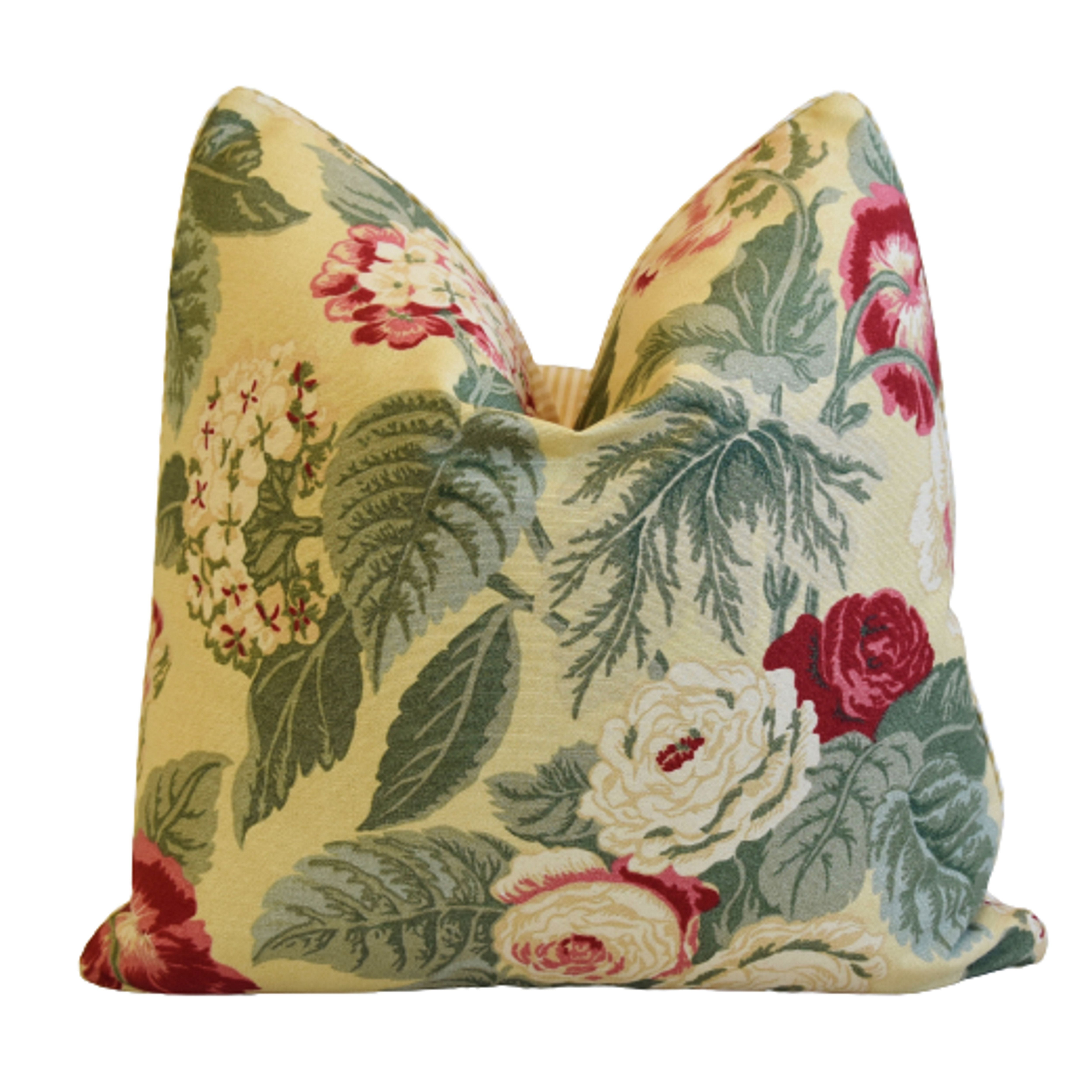 Designer Botanical & Rose Floral Pillow~P77633782