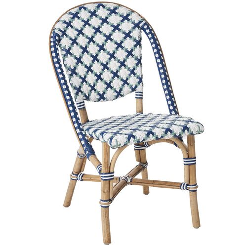 Sofie Rattan Side Chair, Blue/Green/White