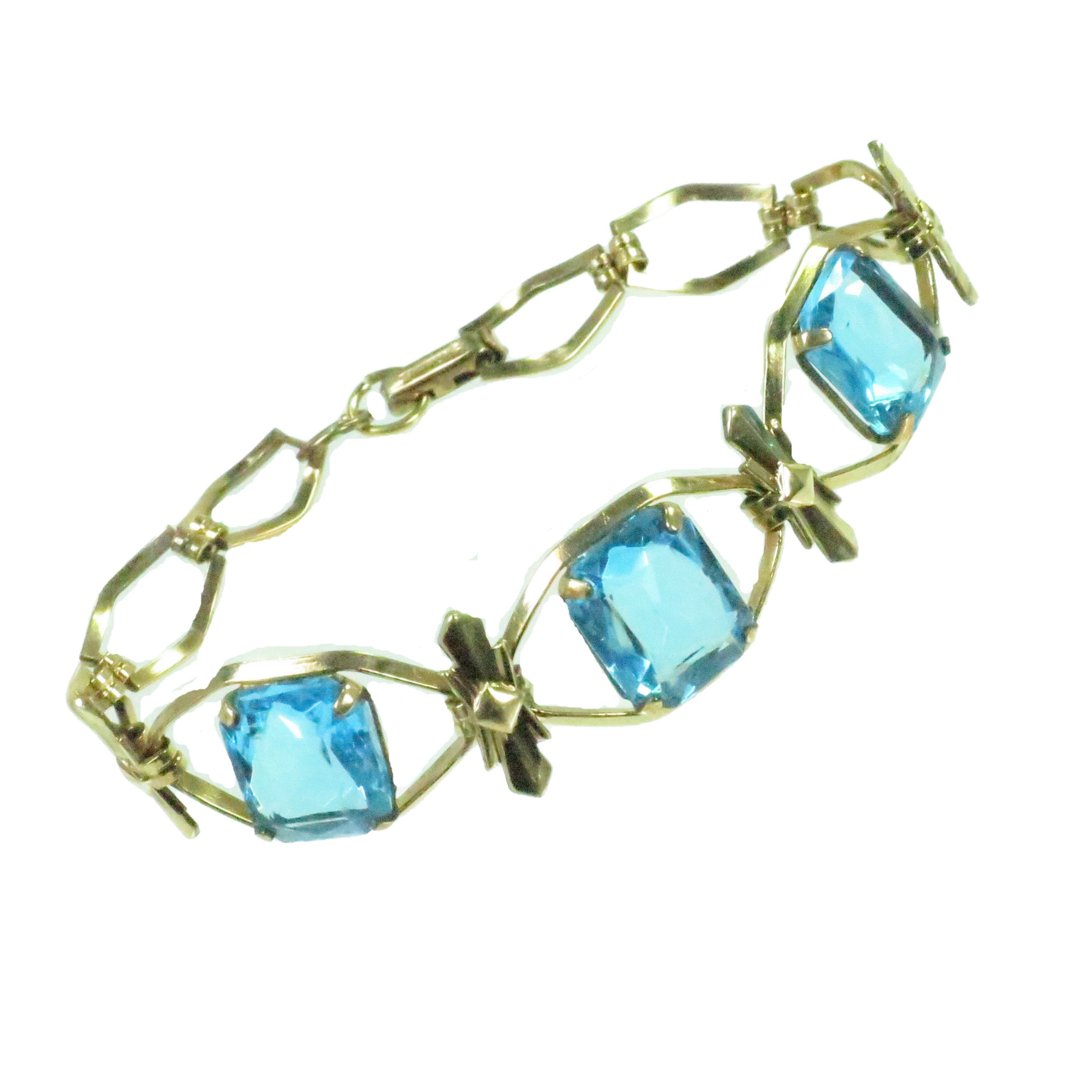 1920s Designer Aqua Crystal Bracelet~P77636364