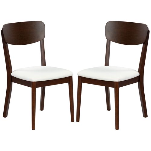 S/2 Colsyn Dining Chairs, Walnut/White