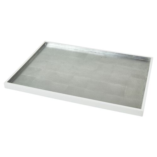 Large Silver Bottom Tray, White~P77640832